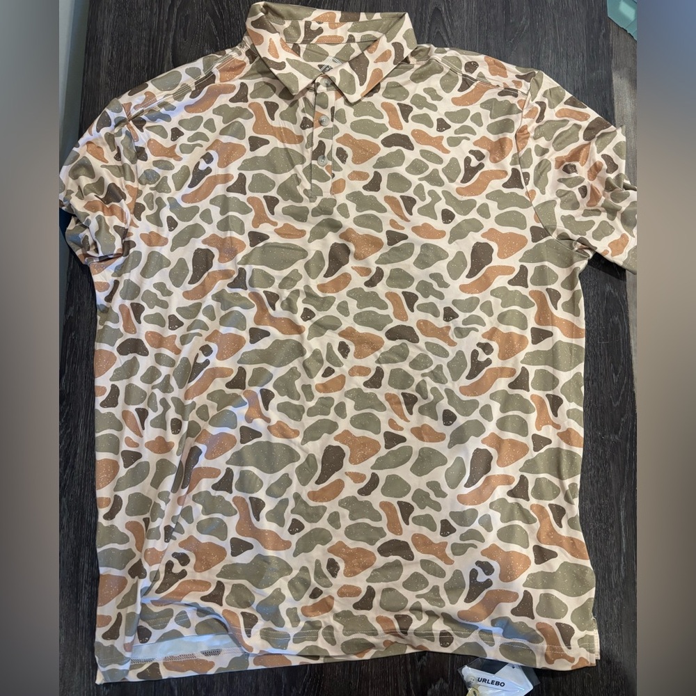 NWT men’s  Burlebo camo polo XLarge